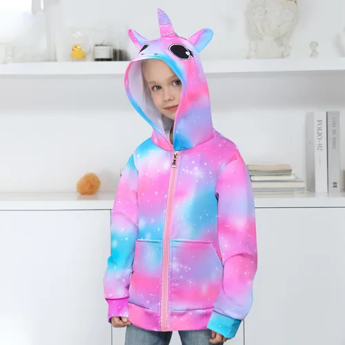 Miniatura 3 de Sudadera con capucha para niñas, sudadera con cremallera y bolsillos
