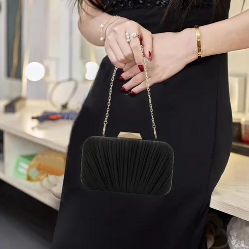 Miniatura 2 de Crbeqabe Bolsos de mano para mujer, bolso de noche plisado, bolso de mujer para boda, fiesta, baile de graduación con cadena desmontable