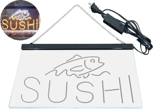Miniatura 30 de ADVPRO Sushi Fish Sashimi Restaurant - Letrero de neón LED de doble color, azul y rojo, 12 x 8.5 pulgadas, st6s32-i3334-br