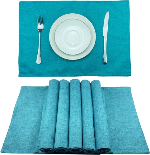 Miniatura 26 de Weabetfu Juego de 4 manteles individuales de tela resistentes al calor, manteles individuales de algodón y lino, lavables a máquina, manteles