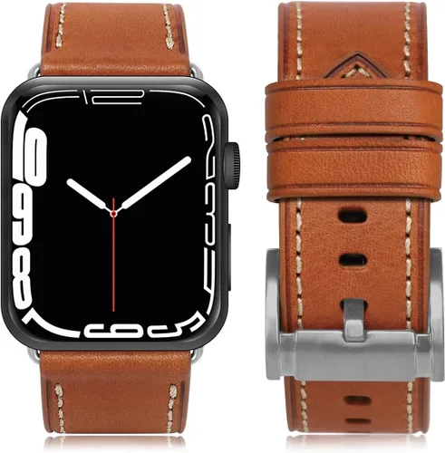 Miniatura 21 de HUAFIY Compatible para Correas de Apple Watch 42mm 44mm 45mm 46mm 49mm 38mm 40mm 41mm, Correa de Cuero Genuino para iWatch Serie 11/10/9/8, 7, 6, 5