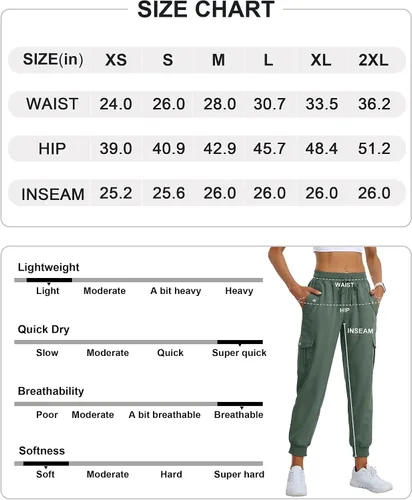 Miniatura 7 de MoFiz Pantalones cargo para mujer, ligeros, con cintura elástica, pantalones deportivos de senderismo, pantalones casuales de viaje con bolsillo