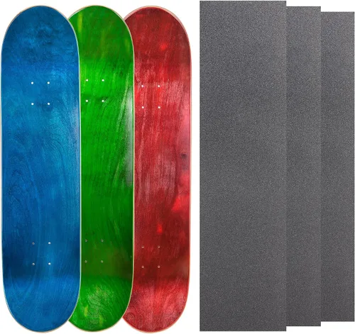 Miniatura 15 de Cal 7 Tablas de patineta de arce en blanco con cinta de agarre (paquete de 3, combinaciones)