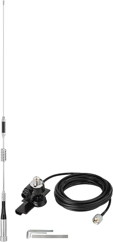 Bingfu Antena de radio móvil de radioaficionado VHF UHF 136-174MHz 400-470MHz Radio aficionado Radio de dos vías Antena de radio con soporte fijo