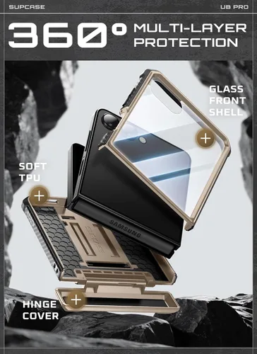 Miniatura 5 de SUPCASE Funda para Samsung Galaxy Z Flip 7 con soporte integrado y clip para cinturón (Unicorn Beetle Pro), [protección de bisagra]