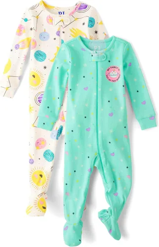 The Children's Place baby-girls And Toddler Long Sleeve 100% Cotton Zip-front One Piece Footed Pajama