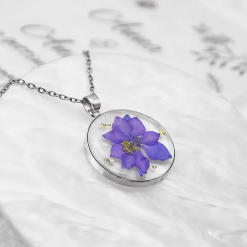 Miniatura 69 de Pressed Flower Necklace Gift for Women Personalized Handmade Necklaces Birth Flower Necklace