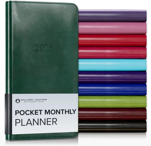 Miniatura 41 de Gallery Leather Agenda Mensual Grande 2025-2026, Elegantemente Encuadernada Planificador de Calendario y Cuaderno con Elegantes Bordes Dorados, 18
