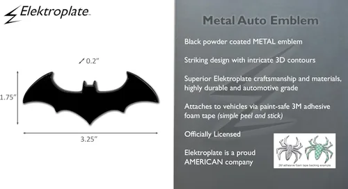 Miniatura 3 de Elektroplate Emblema de superhéroe de Batman negro con licencia oficial de DC Comics para automóviles, camiones y todos los automóviles, ajuste