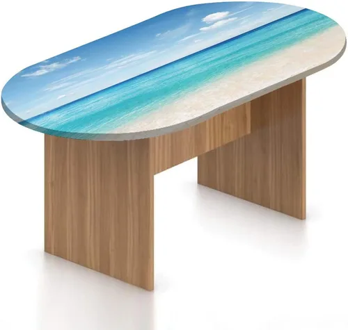 Miniatura 8 de XISUNYA Mantel ajustable ovalado de poliéster elástico, decoración del océano, mantel ajustable con estampado de playa y isla tropical, se adapta a