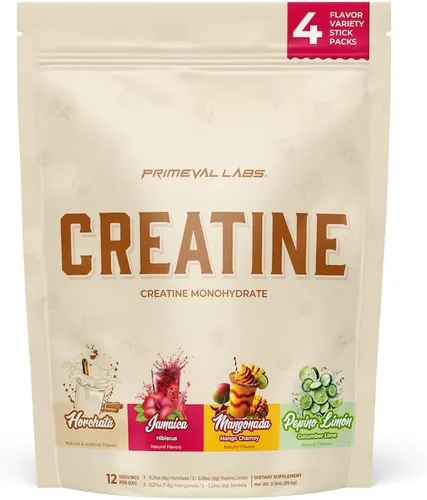 Miniatura 16 de Primeval Labs Clean Creatine Monohydrate Powder Polvo saborizado para fuerza muscular y recuperación Sabores latinos Aqua Fresca Suplemento