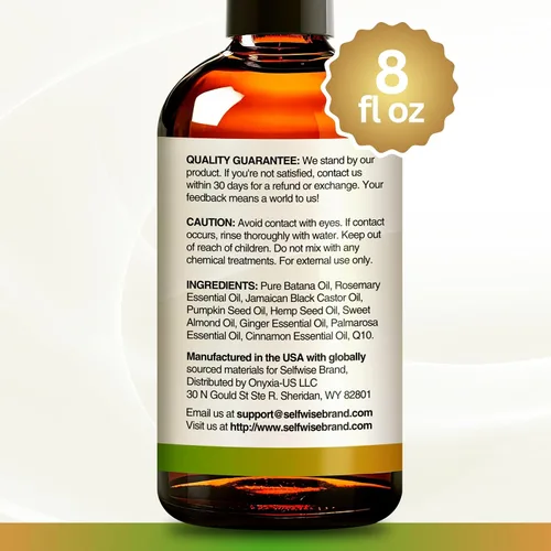 Miniatura 9 de SELFWISE Aceite de batana para el crecimiento del cabello con ricino de romero, 100% puro, orgánico, prensado en frío, sin refinar de Honduras por