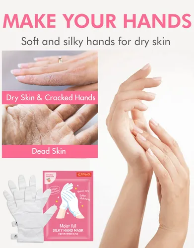 Miniatura 4 de DERMAL Moistfull - Juego de 6 calcetines sedosos para pies y guantes de mano, para pies y manos secos, tratamiento de spa en casa, probado por