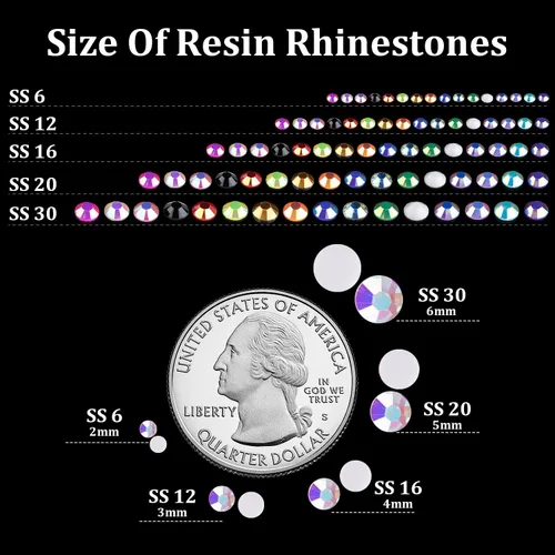 Miniatura 3 de 5000 diamantes de imitación de resina de 0.118 pulgadas a granel, blanco AB con parte trasera plana, diamantes de imitación redondos de gelatina