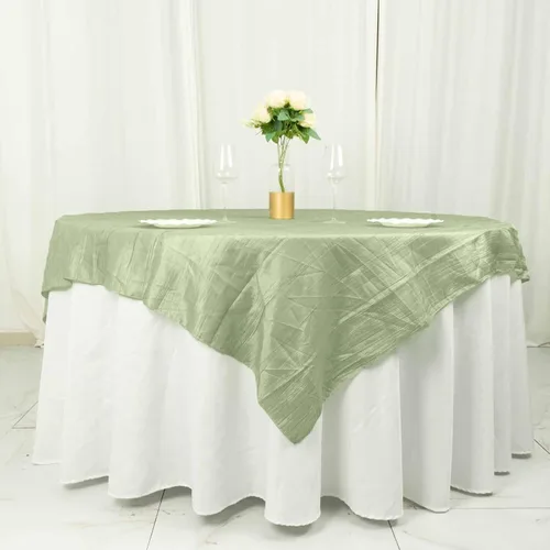 Miniatura 17 de Tableclothsfactory Mantel cuadrado de tafetán arrugado de acordeón beige de 72 x 72 pulgadas