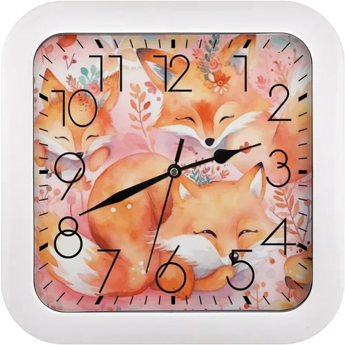 Miniatura 22 de 10" Square Modern Wall Clock,A Cat in Outer Space Print Kitchen Clocks Wall Battery Operated,Silent Non Ticking Unique Funny Cute Wall Clock for