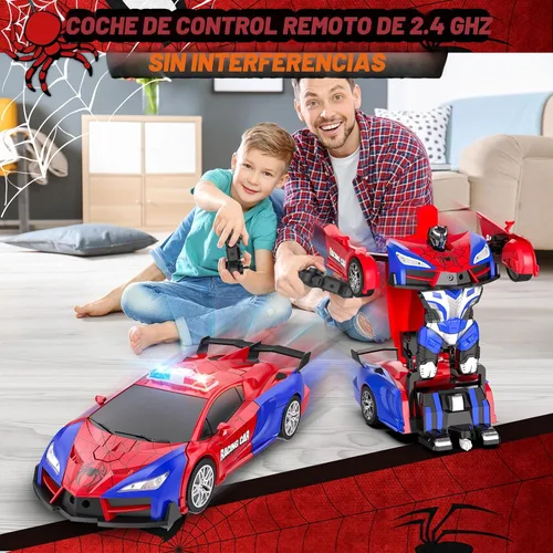 Miniatura 4 de Auto a control remoto con transformación de un botón, autos RC que se transforman en robot, 2.4 GHz 360 grados rotación de coche de policía con luz