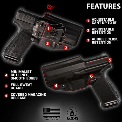 Miniatura 4 de CYA Supply Co. Base IWB Funda de transporte oculta propiedad de veteranos fabricada en Estados Unidos - Compatible