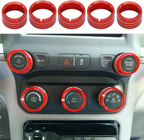 Miniatura 9 de Cubierta de perilla de radio de CA compatible con Dodge Ram 2019 2020 2021 aire acondicionado control de clima automático, interruptor