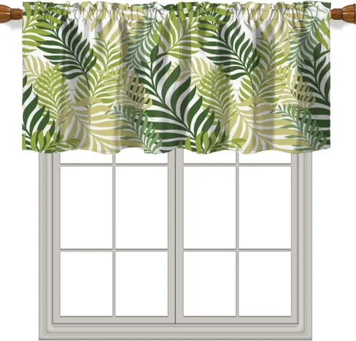Miniatura 8 de Cortinas con cenefas temáticas geométricas, patrón geométrico a cuadros para sala de estar, cenefa para ventanas con bolsillo para barra, cenefa