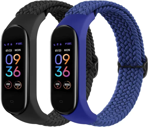 Meliya Bandas de nailon para Amazfit Band 5 correas de repuesto para mujeres y hombres, paquete de 2 correas deportivas de nailon suave compatibles