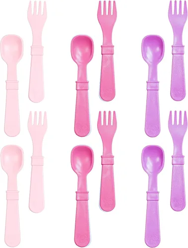 Miniatura 11 de Re-Play Juego de tenedores y cucharas para niños pequeños, juego de utensilios de 6 x 6 pulgadas para niños, apto para lavavajillas y microondas