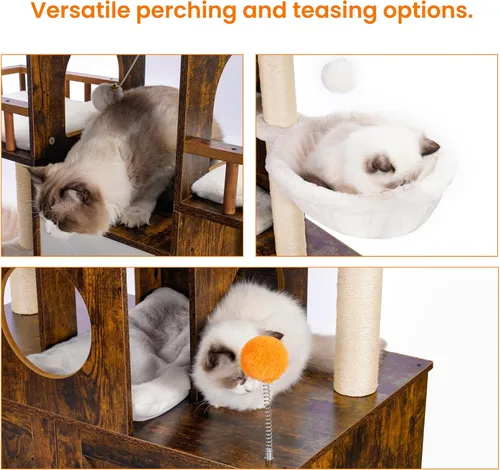Miniatura 7 de Heybly Árbol para Gatos con Compartimento para Caja de Arena para Gatos Grandes de Interior, Torre para Gatos Grandes de 20 Libras de Servicio