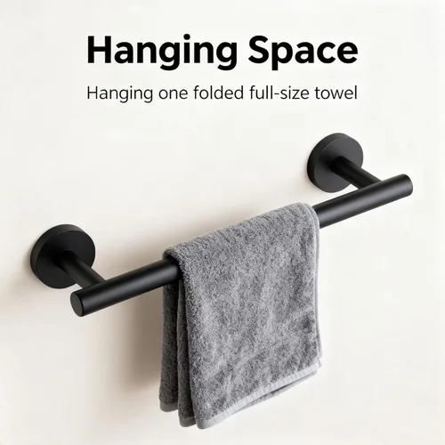 Miniatura 7 de SEIDO Toallero con 9.6 pulgadas de longitud utilizable, barra de toalla negra de acero inoxidable 304 para pared de baño, toalleros de una pieza