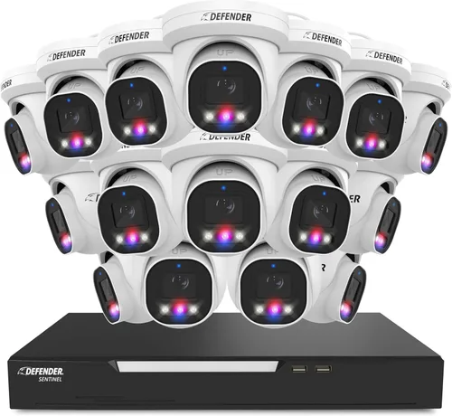 Miniatura 8 de Defender Sistema de cámara de seguridad Sentinel Pro Turret 8CH NVR PoE, 4 cámaras de torreta de metal, gran angular de 109°, clasificación IP66
