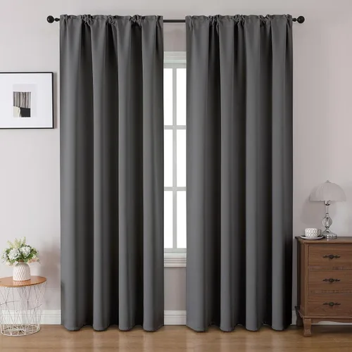 Miniatura 25 de CUCRAF Cortinas opacas de 45 pulgadas de largo, juego de 2 paneles para dormitorio, bolsillo para cortinero, cortinas de oscurecimiento