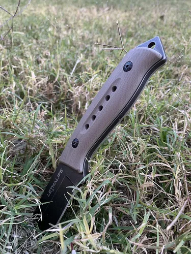Miniatura 2 de Cuchillo táctico de caza de hoja fija - Espiga completa, marrón coyote