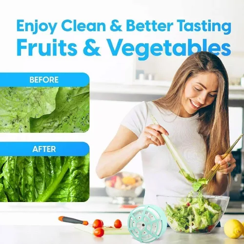 Miniatura 4 de Lavadora de verduras de frutas, dispositivo limpiador de frutas impermeable, purificador de verduras de electrólisis ultrasónica mini limpiador, azul
