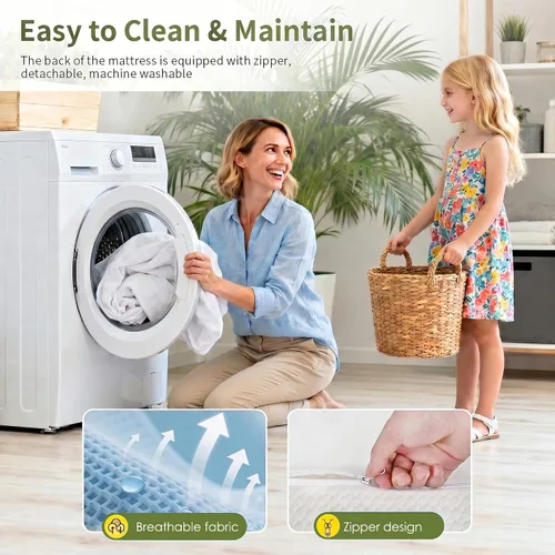 Miniatura 7 de Colchón Tamaño Twin, Colchón de Espuma Viscoelástica con Gel de 6 Pulgadas para Noches de Sueño Fresco y Alivio de Presión, Colchón de Firmeza Media