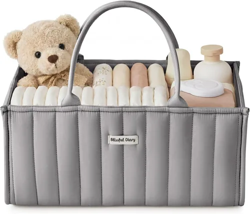 Miniatura 16 de Blissful Diary Organizador de Caddy de Pañales para Bebé, elegante cesta de almacenamiento para artículos esenciales para recién nacidos y estación