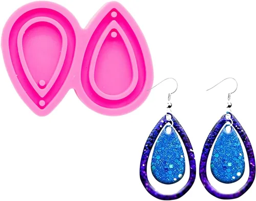 Miniatura 17 de Molde de resina en forma de lágrima para aretes, moldes de joyería de resina de silicona, moldes de fundición de resina epoxi para mujeres, aretes