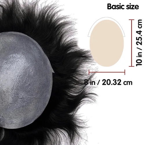 Miniatura 3 de Lordhair Toupee para hombres con cabello humano 100% europeo 8x10 pulgadas para hombres 0.001 in sistema de cabello de piel ultra fina para todos