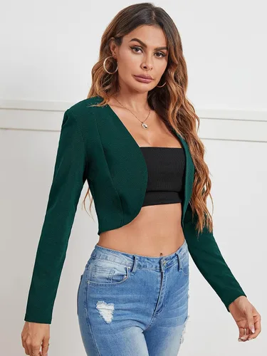 Miniatura 4 de Milumia Blazers casuales de negocios para mujer con frente abierto, chaqueta ligera para usar al aire libre