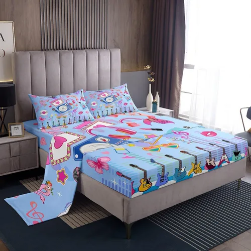 Miniatura 13 de Feelyou Husky - Juego de sábanas con diseño de flor de cerezo rosa, ropa de cama para perro, 1 sábana encimera y 1 sábana bajera ajustable con 1