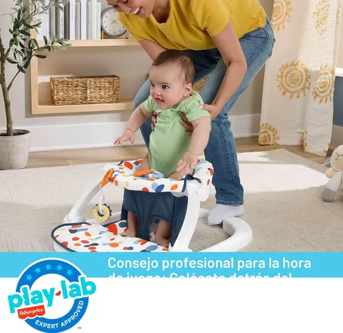 Miniatura 5 de Fisher-Price - Silla portátil para bebé, asiento para suelo Sit-Me-Up con Darling Dots, con mordedor y sonajero para recién nacidos libres de BPA