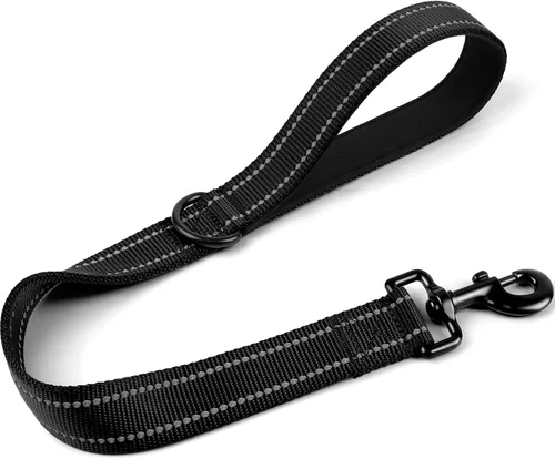 Joytale Correa corta fuerte para perro de 2 pies, 1.2 pulgadas de ancho, resistente, mango acolchado para control de tráfico, correa reflectante