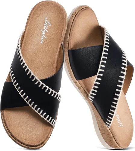 Littleplum Sandalias para mujer, con soporte de arco, cómodas, planas, transpirables, ajustables, ortopédicas, para caminar, playa, viajes