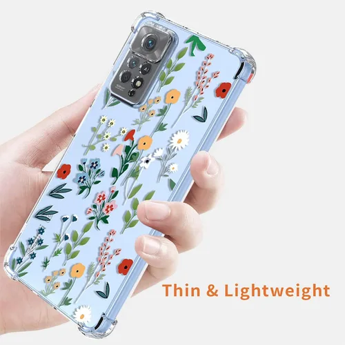 Miniatura 6 de Funda para Redmi Note 11 Pro, Redmi Note 12 Pro 4G transparente con diseño TPU absorción de golpes Slim Flower Garden Pattern Protective Back Cover