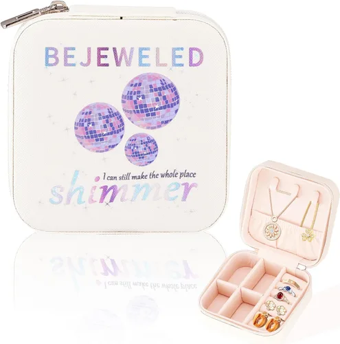 Taylor Joyero Swiftie Merch, pequeño joyero para fanáticos de TS, regalos para amantes de la música, estuche de joyería portátil para anillos,