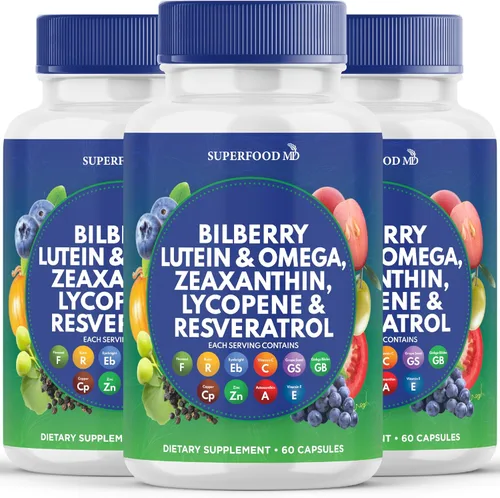 Miniatura 9 de Superfood MD Vitaminas para la salud ocular con arándano luteína y zeaxantina licopeno 40 mg resveratrol extracto de semilla de uva Astaxantina