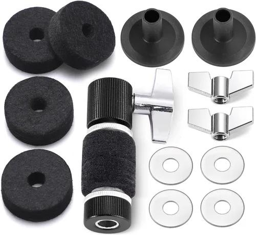 Miniatura 8 de Facmogu 13 piezas de accesorios de repuesto para platillos, embrague estándar Hi-Hat, almohadillas de fieltro para platillo de tambor incluyen Negro