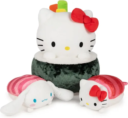 Miniatura 7 de GUND Sanrio Cinnamoroll Sashimi de felpa, animal de peluche premium para edades de 1 año en adelante, rosa/blanco, 15 cm