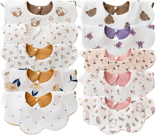 Miniatura 13 de Baberos de muselina para bebé para babeo y dentición Baberos para babeo de recién nacido para bebé niña o niño Albaricoque