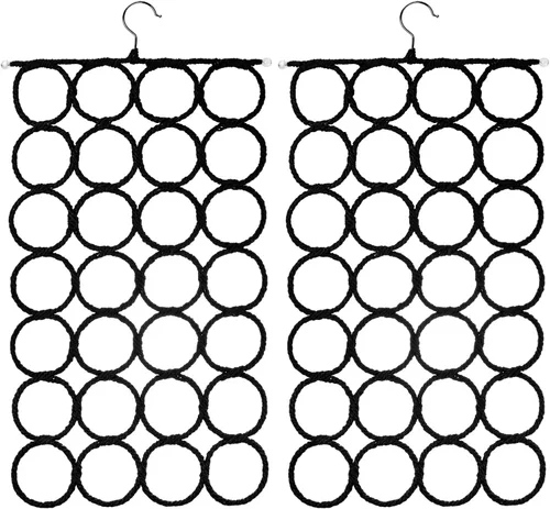 Tosnail Paquete de 2 soportes para colgar bufandas, ahorrador de espacio para corbata, cinturón, bufandas, calcetines, color negro