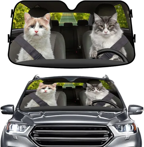 Miniatura 53 de GENANY - Cubierta de parabrisas de flamenco para automóvil, SUV, camión (55 x 30 pulgadas), protector térmico plegable, persianas para ventanas