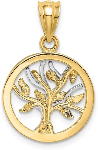 Miniatura 3 de Colgante de oro blanco y amarillo de 14 quilates con dos tonos de árbol de la vida